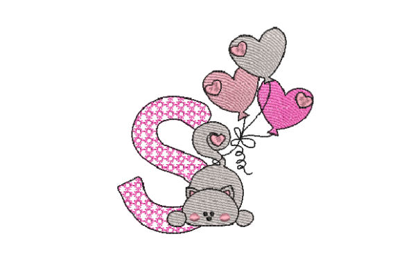 Letter S Cat Sketch Review for Seasonal Embroidery