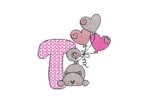Letter T Cat Sketch Review for Seasonal Embroidery