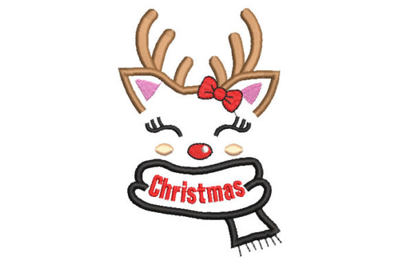 Reindeer with a Christmas Scarf Embroidery