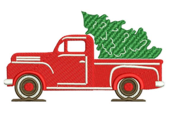 Vintage Pickup Christmas Tree Embroidery